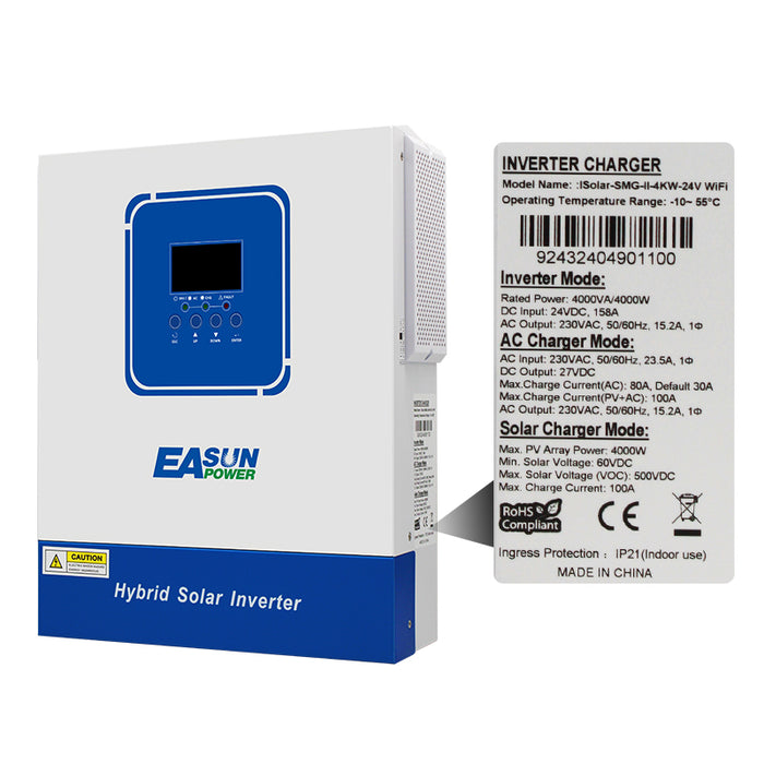 Easun Invertor solar 4KW 100A MPPT Controler de încărcare solară cu Wifi
