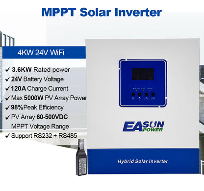 Easun Invertor solar 4KW 100A MPPT Controler de încărcare solară cu Wifi
