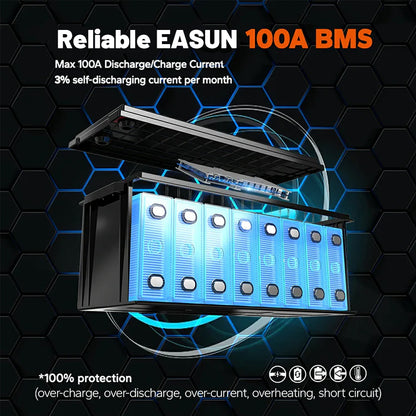 [0% TVA] Easun 25.6V 100Ah Baterie LiFePO4 pentru energie solară