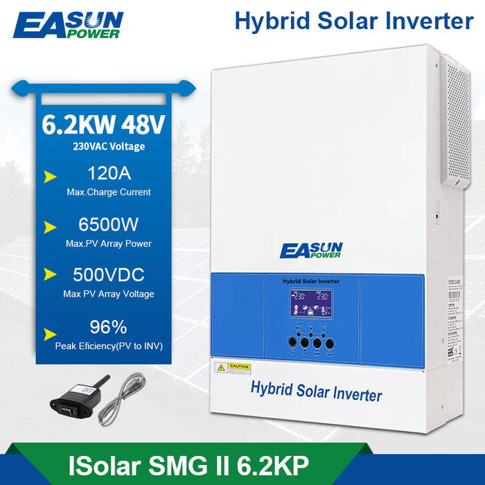 Easun Power invertor 6.2KP cu controler solar MPPT 120A și WiFi