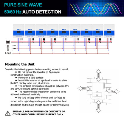Invertor hibrid/off-grid 6.5 KP 48 V, undă sinusoidală pură, MPPT 120 A, Wi-Fi | EASUN